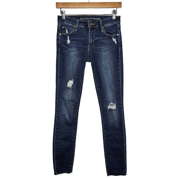 Articles of Society Women's Mid Rise Distressed Skinny Jeans Size 25 Stretchy - Picture 1 of 9